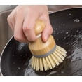 thumbnail image 3 of Kiibsot Dish Brush with Bamboo Handle Built-in Scraper, Scrub Brush for Pans, Pots, Kitchen Sink Cleaning, Pack of 2, 3 of 8