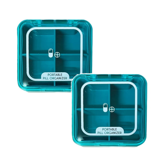 Oleegame 2PC Produce Storage Portable Small Mini Storage Box Large Capacity Carry On Travel Compartment Sealed Box Blue