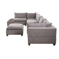 thumbnail image 5 of Contemporary Home Living Set of 7 Rhino Gray Madison Fabric Modular Sectional Sofa with Ottoman and, 5 of 6