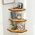 thumbnail image 2 of Corner Shelf Wall Mount, Set of 3 Solid Acacia Wood 11.8 x 16.5 inches Floating Corner Shelves, Smooth - Durable - Attractive Corner Shelves for Bedroom Living Room Bathroom Kitchen, 2 of 7