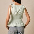 thumbnail image 4 of Women's Gingham Peplum Tank Tops Summer Tie Shoulder Sleeveless Cute Y2k Going Out Tops Green M, 4 of 6