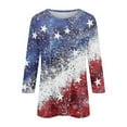 thumbnail image 4 of July 4th 3/4 Sleeve Shirts for Women American Flag Stars Stripes Shirts T-Shirt Cute Graphic Tees USA Flag Patriotic Tshirts Tunic Tops, 4 of 5