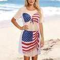 thumbnail image 3 of Pounoo Womens Cover Ups Swimwear Print Short Sleeve Relaxed Fit Lightweight Comfy Tees Casual Street Style Tops Summer Wear Gift, 3 of 5