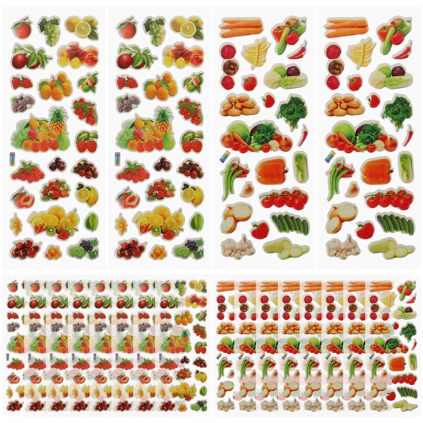 40 Sheets of Kids Foam Stickers Fruits Vegetables Stickers Adorable