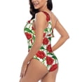 thumbnail image 4 of Sikiie Rose Flowers Print Women One Piece Swimsuits Tummy Control One Shoulder Bathing Suits Ruffle Swimwear, From S to XXL-Large, 4 of 6