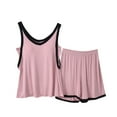 thumbnail image 2 of YHAJDS Womens 2 Piece Set Summer Lounge Outfits Sleeveless V Neck Color Top with Built In Bra Shorts, 2 of 5
