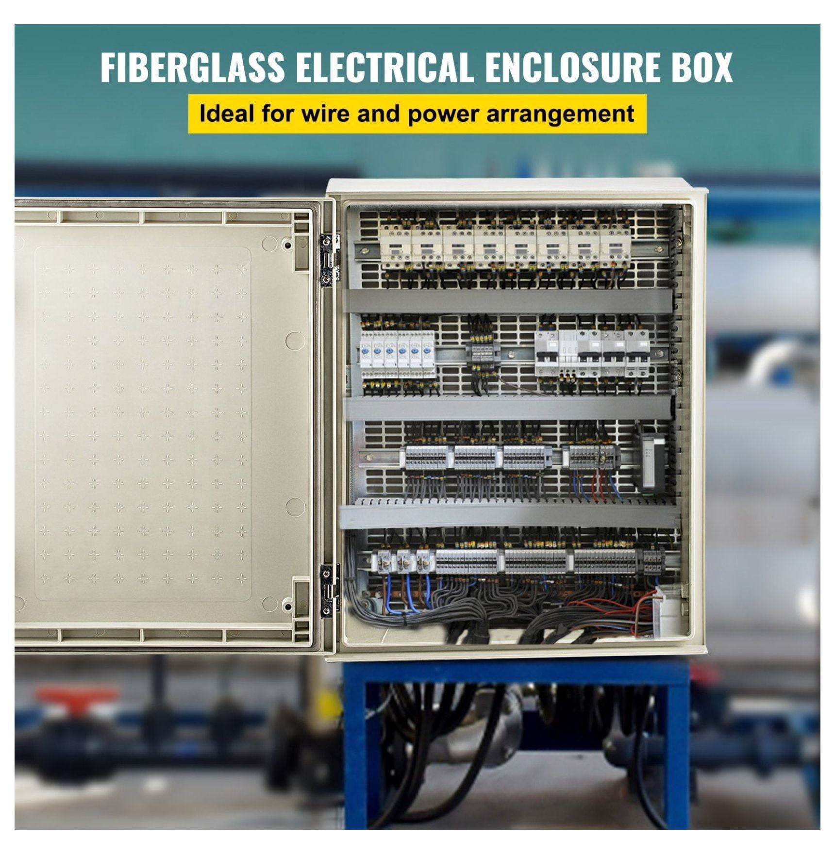 NEMA 4X Enclosure 20x16x8 inch, Fiberglass Electrical Box, IP66 Waterproof Outdoor Junction Box with Mounting Plate for Electrical Projects