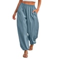 thumbnail image 3 of Yifymode Womens Balloon Pants Trendy Casual Elastic Waist Wide Leg Harem Pants Baggy Pleated Lantern Trousers, 3 of 7