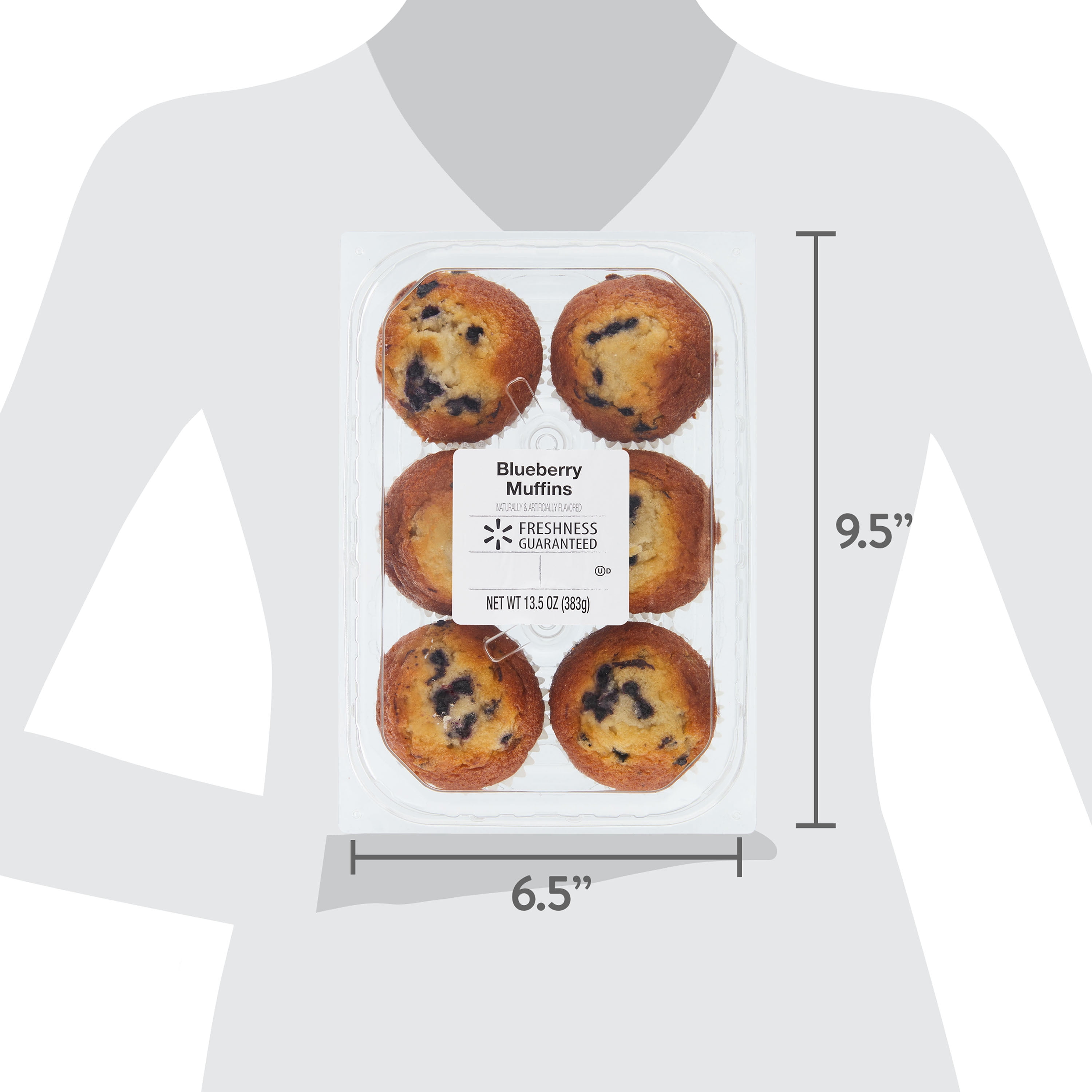 Freshness Guaranteed Blueberry Muffins, 13.5 oz Clamshell, 6 Count