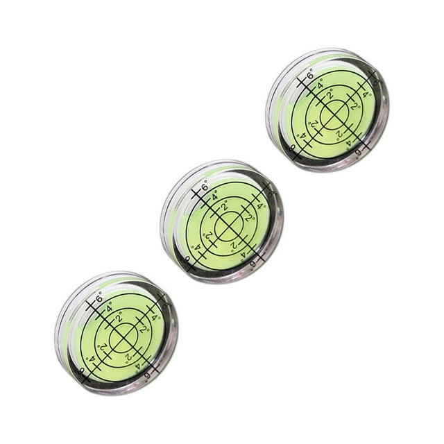 3 Pieces 32mm Horizontal Bubble Level Spirit Eye High Precision Mini Round Measuring Kit Leveler for Desktop Wood Work Furniture