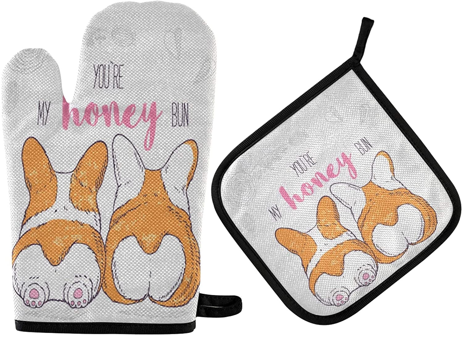 Personalised Double Oven Gloves Valentines Mothers Day Grandma Cooking Baking 