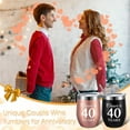 thumbnail image 2 of Zkca 2 Pieces Cheers to 40 Years Wine Tumblers, 40th Anniversary Wedding Gifts for Wife Husband Parents Couple, 40th Birthday Party Decorations Gifts for Men Women, 12 oz Tumblers A417, 2 of 6