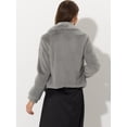 thumbnail image 4 of Abrigo esponjoso para mujer, abrigo de invierno de manga larga con lazo automático Gris M, 4 of 6