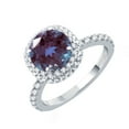 thumbnail image 2 of Sterling Silver with Color Changing Alexandrite and White Topaz Double Halo Ring, 2 of 3