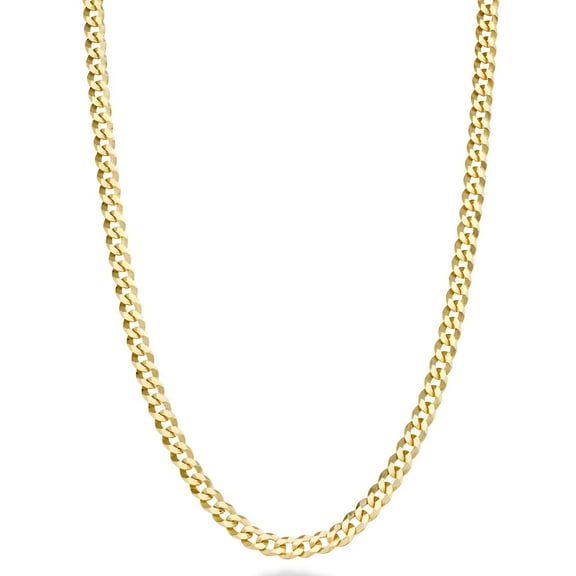 Miabella Italian Solid 18k Gold Over 925 Sterling Silver 3.5mm Diamond Cut Cuban Link Curb Chain Necklace for Women, Made in Italy (Length 16 Inches (women's choker length))