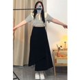 thumbnail image 5 of Falda holgada de corte A de talla grande, nueva falda de traje negro de estilo primavera-verano, moldeadora corporal adelgazante en forma de pera, moda para mujer, 5 of 5