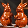 thumbnail image 3 of Rosewood carved rabbit figurine, a zodiac rabbit mascot for home, living room, and office decorations., 3 of 4