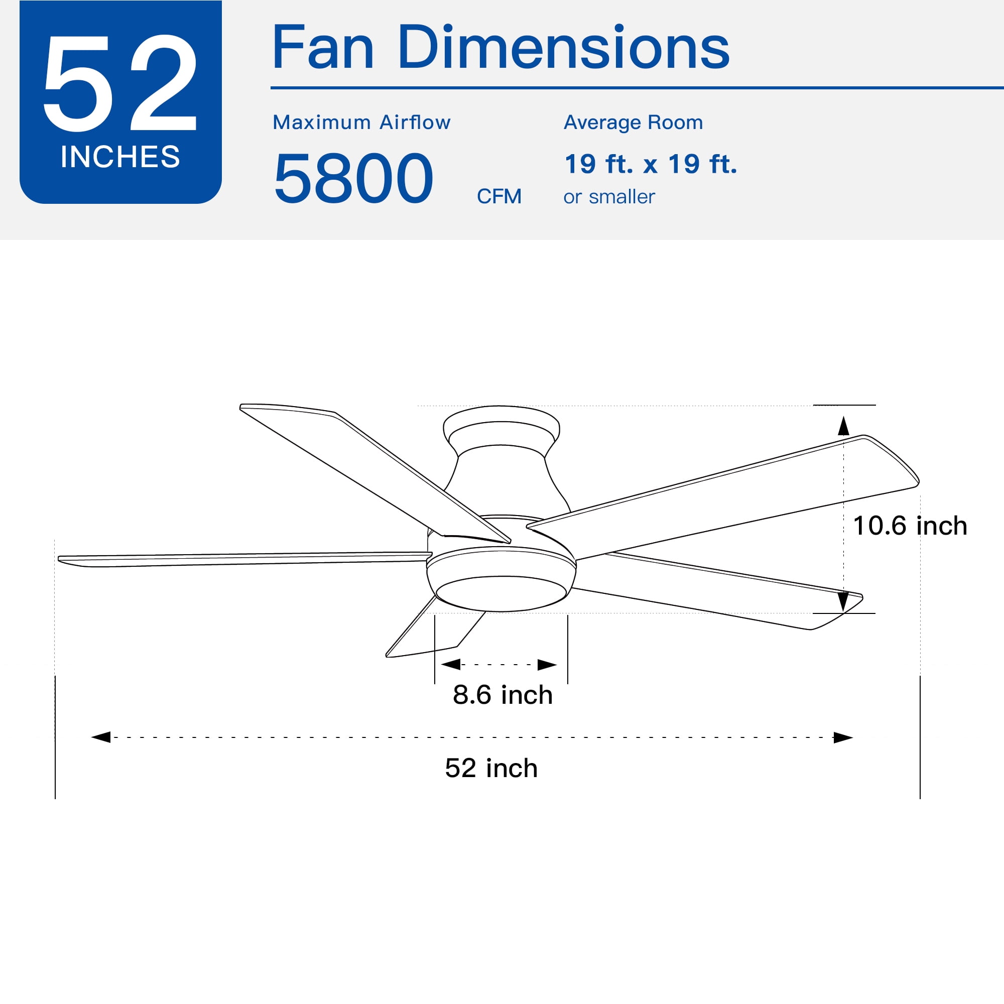 Leumius 52" Matte Black Lowe Profile Ceiling Fan with Dimmable 3CCT LED Light,Modern Ceiling Fan for Living Room Bedroom