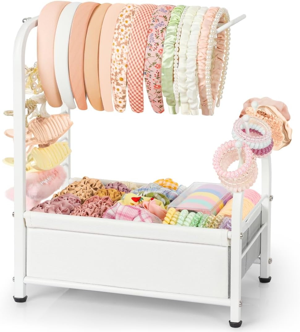 Headband Holder Stand - Versatile Organizer for Scrunchies, Bows & Claw Clips - Compact Hair Accessories Storage for Girls, Women, Babies,Golden