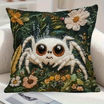 Decorative Throw Pillow Cover Soft Short Plush Cushion Case with Embroidery for Sofa Living Room Bedroom Home Decor(White-A)