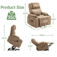 thumbnail image 2 of Power Lift Recliner Chair for Elderly with Heat & Massage, 160° Electric Adjustable PU Leather Recliner Sofa with Remote Control, Stand Assist, Cup Holder & Side Pockets for Living Room (Brown), 2 of 12