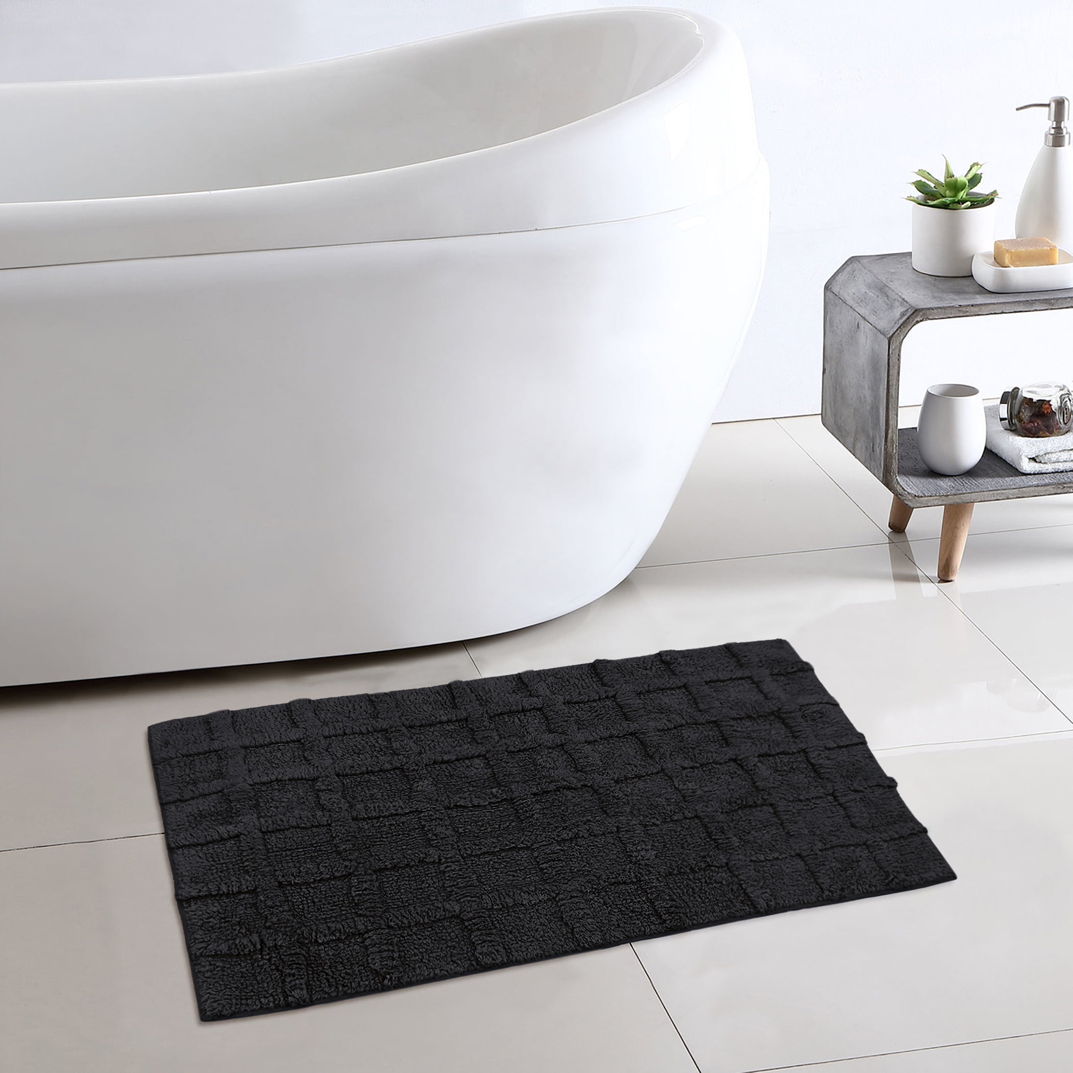 Better Homes & Gardens Gray Shadow Spa Grid 2 Piece Cotton Bath Rug Set