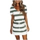 thumbnail image 1 of Txlixc Vestido de bloque de color para mujer, una pieza de manga corta con cuello en V a rayas para adultos con cordón, bolsillo Txlixc  Estilo de ocio, 1 of 9