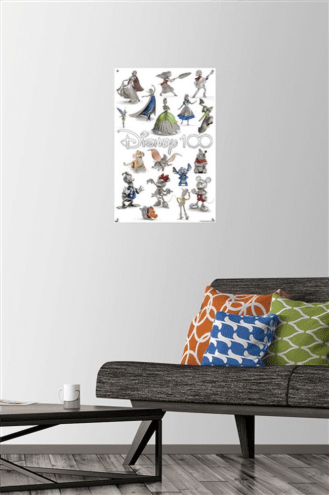 Disney 100th Anniversary - Platinum Wall Poster with Push Pins, 14.725" x 22.375"