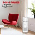 thumbnail image 2 of Allergen Plus™ 3-in-1 HEPA Air Purifier for Home, Fan & Adjustable Airflow Large Rooms up to 1928 Ft², Quality Sensor, Reduces Allergens, Pet Dander Odors, HPA6000, White, 2 of 4