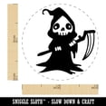 thumbnail image 2 of Creepy Spooky Skeleton Grim Reaper with Scythe Horror Self-Inking Rubber Stamp Ink Stamper - Lime Green Ink - Mini 1/2 Inch, 2 of 7