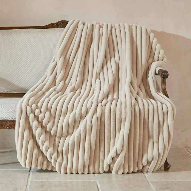 100*150cm,Beige Throws Faux Fur Blanket Comfort Blanket