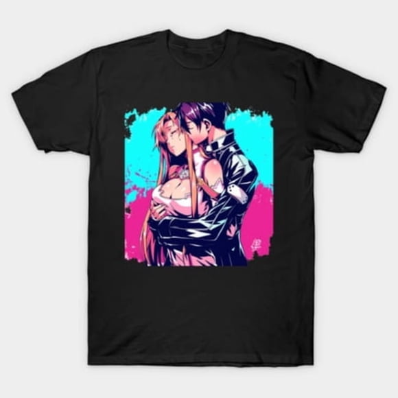 T-Shirt Unisexe Asuna X Kirito Sword Art Online SAO Anime Romance Couple Art, Tailles jusqu'à 3TG