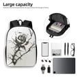 thumbnail image 5 of Goofa Black And White Rose Pattern 17in Student Backpack - School, Travel, Work Bookbag -Laptop Backpack,Water Resistant College School Computer Bag, 5 of 6