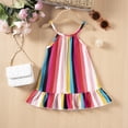 thumbnail image 2 of RUTAYY Children Girls Summer Dresses Casual Sleeveless Striped Print With Elastic Waist for Outdoor Party Holiday Vacation Beach, Red, 4-5 Years, 2 of 8