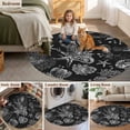 thumbnail image 6 of Black Coastal Round Living Room Rugs 4 ft, Starfish Shell Coral Seahorse Washable Area Rug with Non-Slip Sturdy Edge Binding Round Carpet for Entryway Kitchen Bedroom Bathroom, 6 of 9
