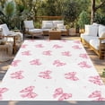 thumbnail image 2 of Valentine's Day Outdoor Rug for Patio/Deck/Porch, Non-Slip Large Area Rug 5 x 8 Ft, Pink Bows Shining Stars Simple Art Indoor Outdoor Rugs Washable Area Rugs, Reversible Camping Rug Carpet Runner, 2 of 8