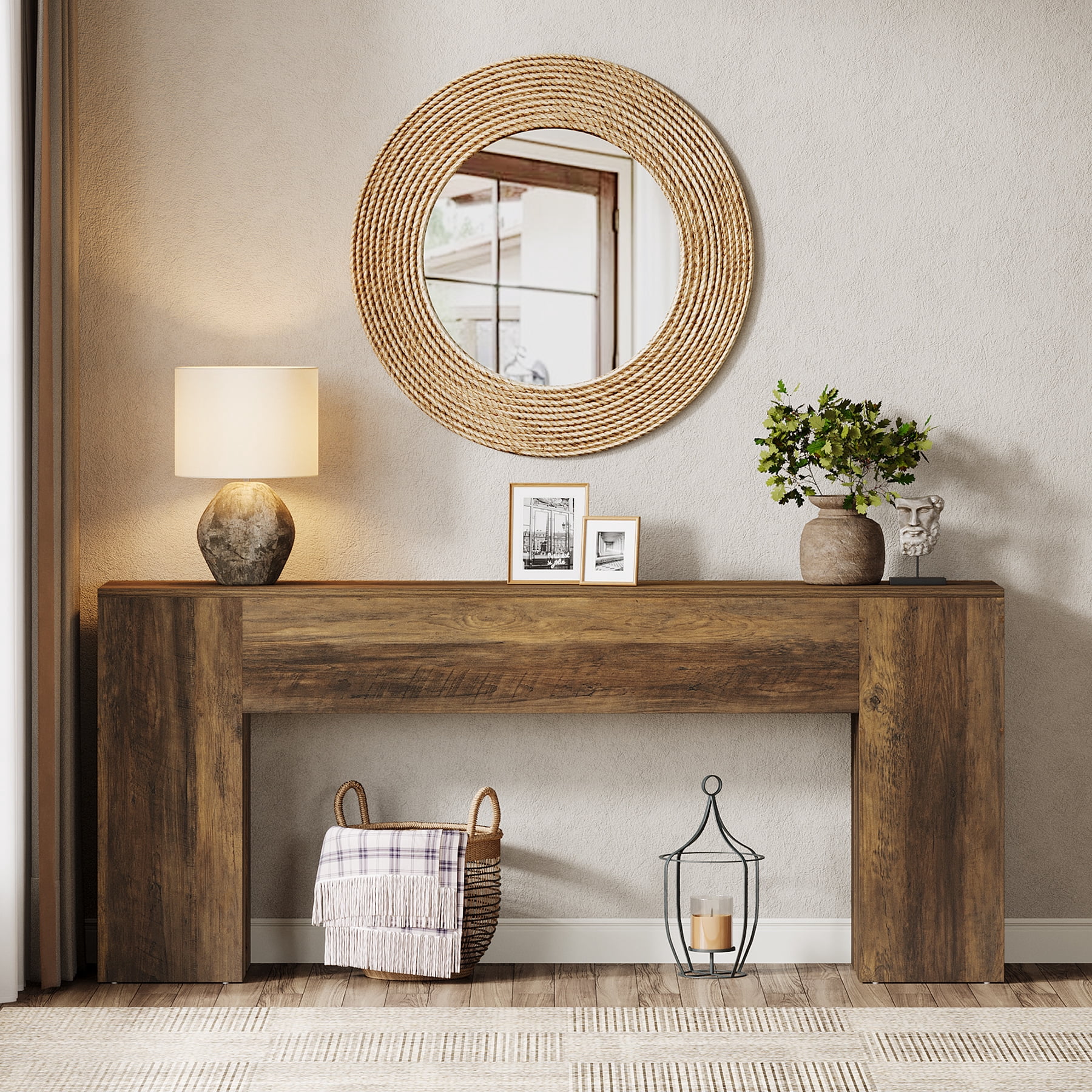 Tribesigns 71-inch Long Console Table for Entryway, Farmhouse Sofa Console Behind Couch, Rustic Brown