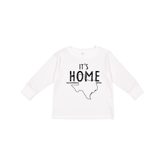 Inktastic Its Home- State of Texas Outline Distressed Text Boys or Girls Long Sleeve Toddler T-Shirt