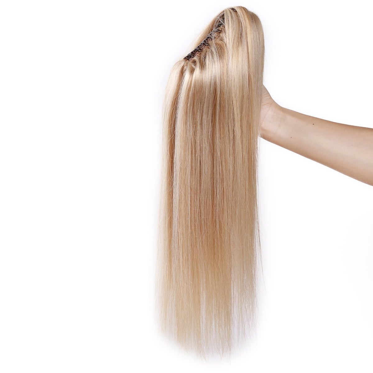 SEGO Jaw/Claw Clip in Hair Extensions Human Hair Clip in Ponytail Hair Extensions 100% Real Remy Hair Long Straight Thick Hair For Women