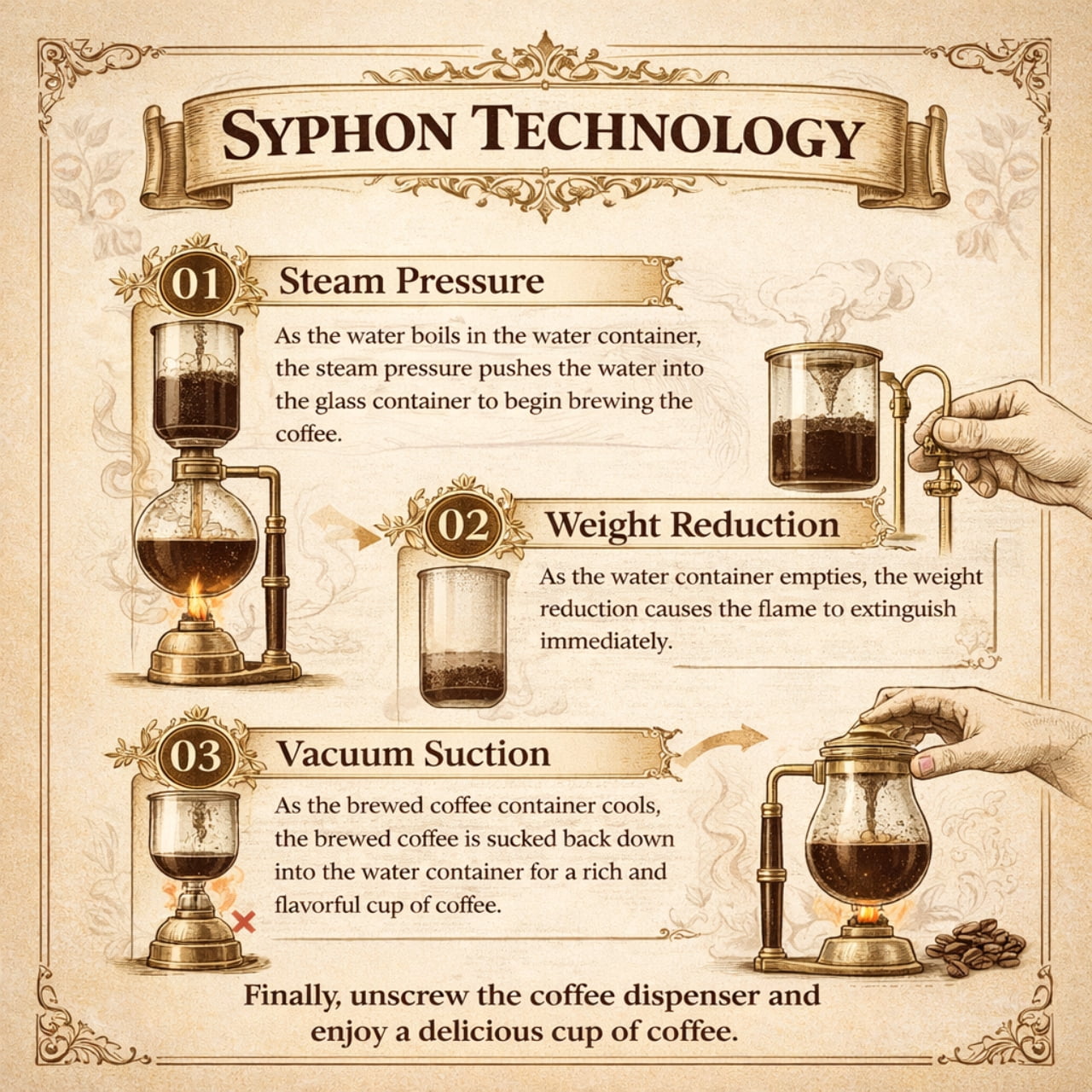 Nispira Belgian Belgium Luxury Royal Family Balance Syphon Siphon Coffee Maker Copper Color, 1 set