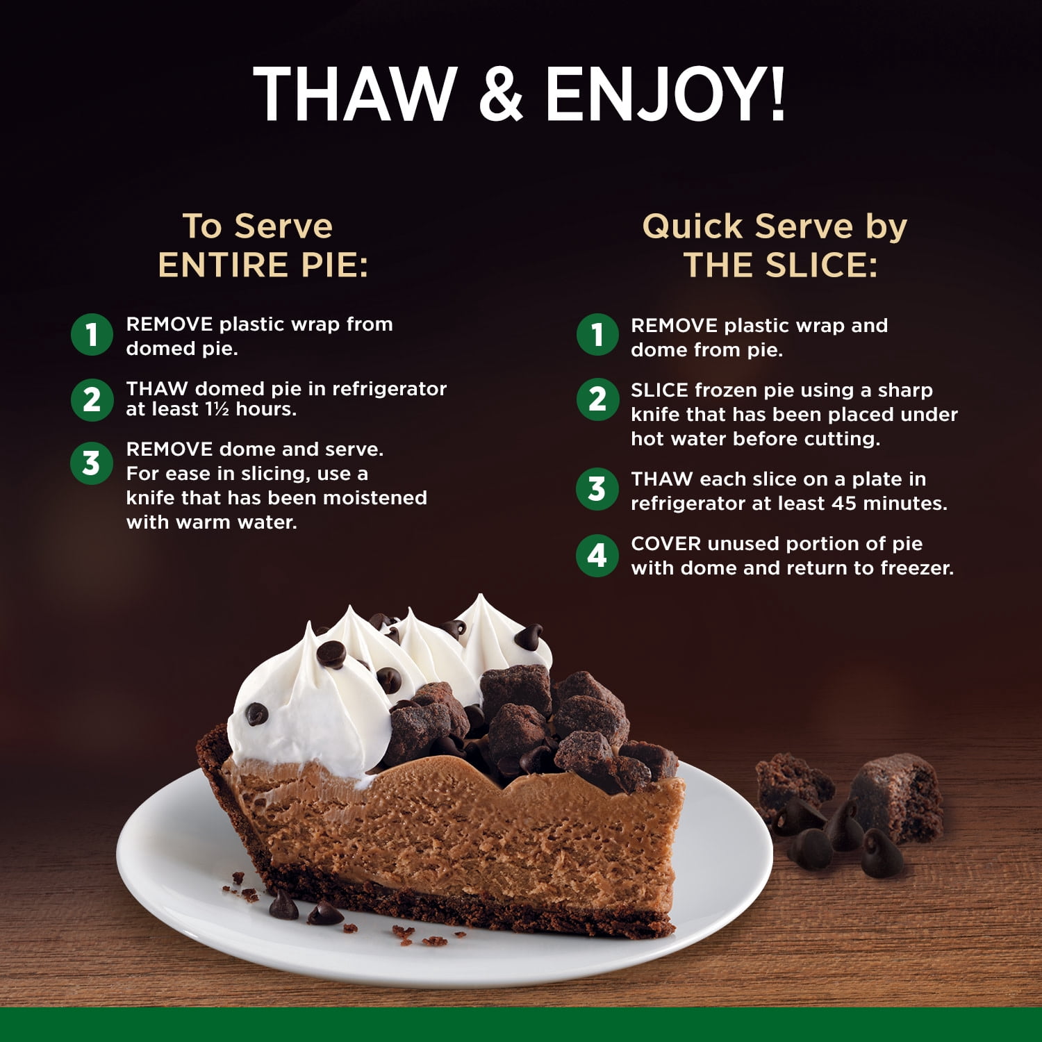 Marie Callender's Chocolate Brownie Cream Pie, Thaw & Serve Frozen Dessert, 25 oz.