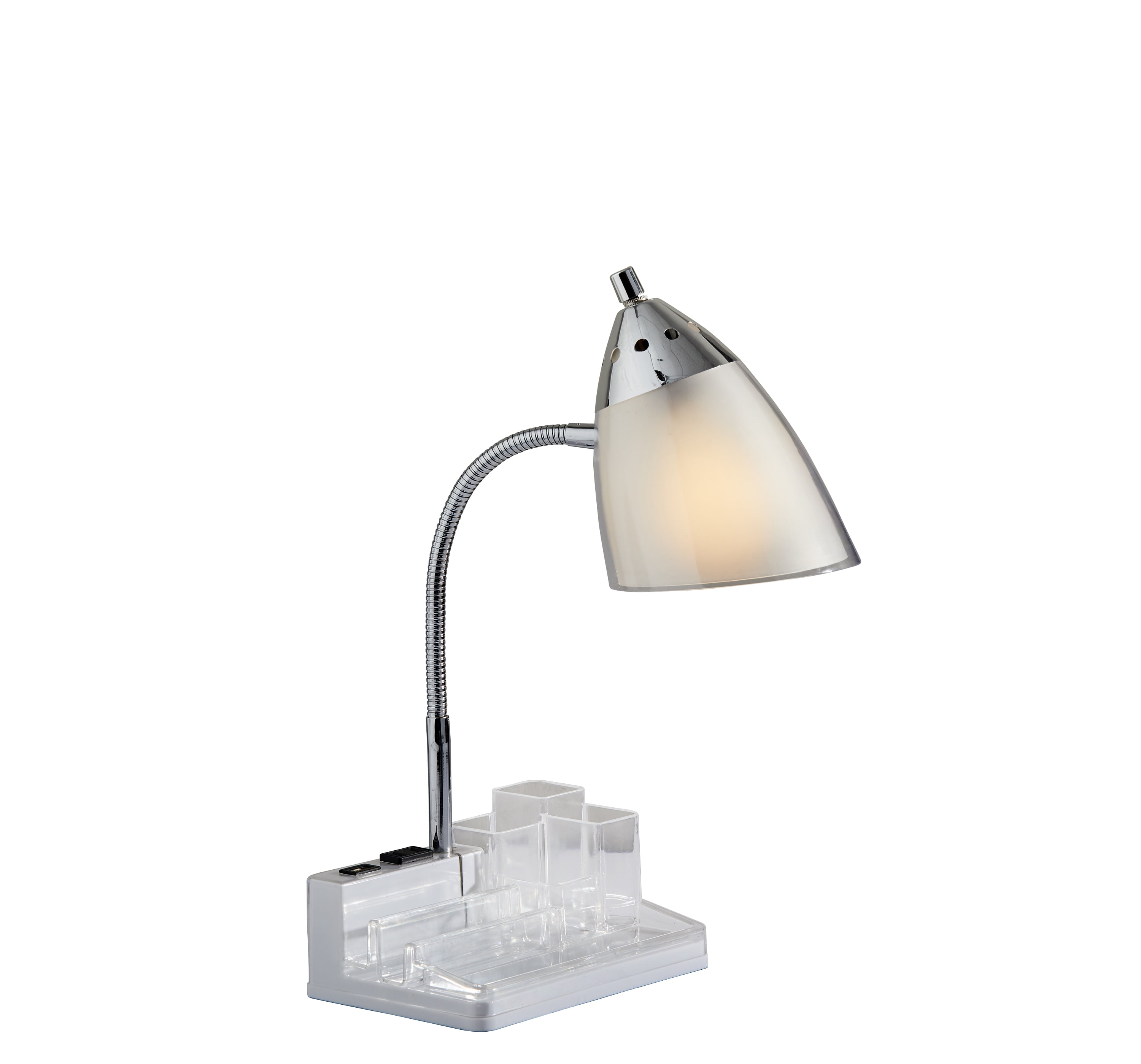 Simplee Adesso Organizer Desk Lamp, Chrome and White