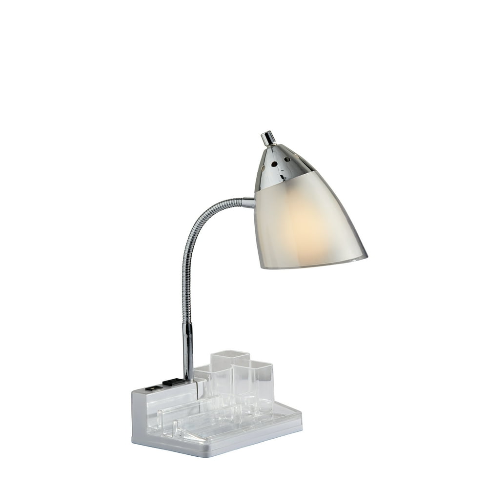 Simplee Adesso Organizer Desk Lamp, Chrome and White