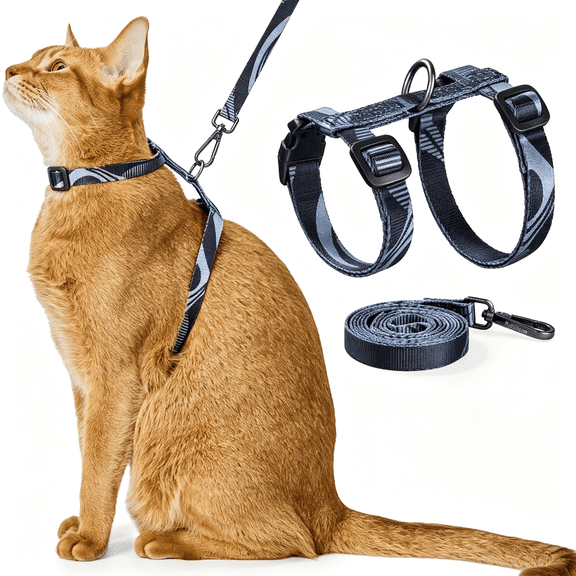 GASTROPOD Cat Harness&Leash Set-Escape Proof Adjustable Cat Harness,Comfortable Soft Lightweight,Use Safe&Easy,Walking Travel Kitten Harness for Small Medium Large Cats(Brooklyn Grey)