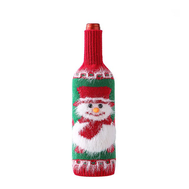 Botellas de vino cubre botella suéter para decoración Santa/árbol de navidad/muñeco de nieve, muñeco de nieve Feliz Sencillez