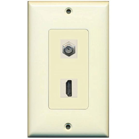 RiteAV - 1 x Cable TV Coax and 1 x HDMI Port Wall Plate Decorative Type - Light Almond