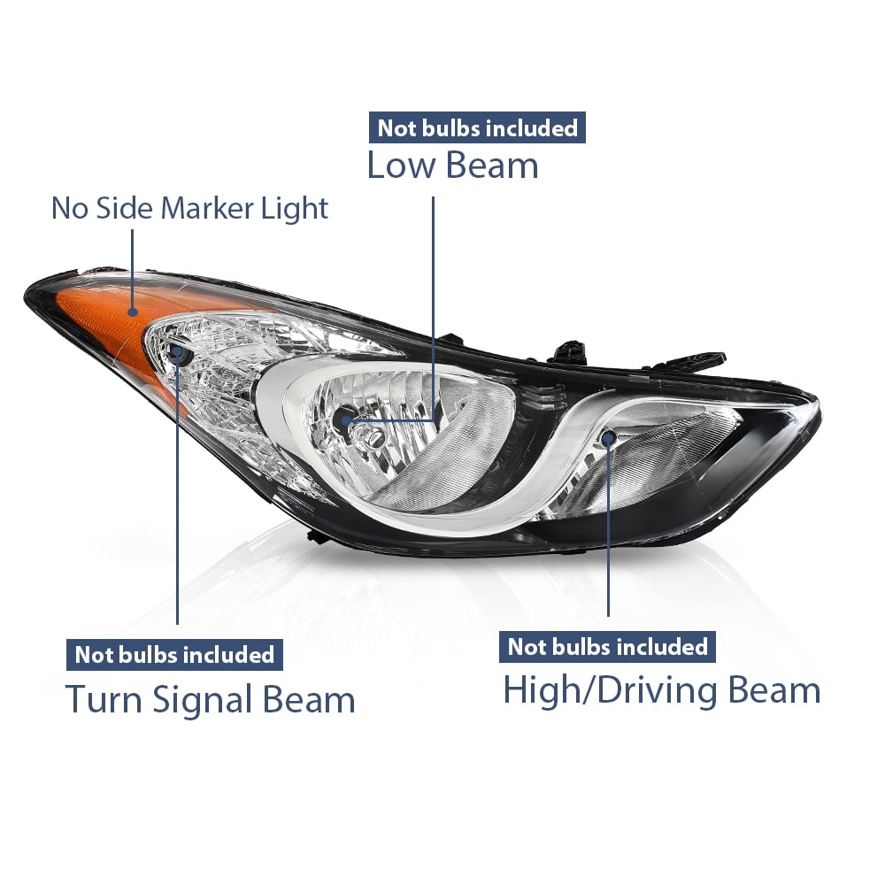 PIT66 Halogen Headlight Assembly Right Fit For 2011-2013 Hyundai Elantra 921023y000