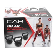 CAP Barbell 30lb Vinyl Kettlebell Set (5, 10, 15 lbs), Black