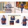 thumbnail image 3 of Agnes Orinda Women's Plus Size Boho Tops Floral Keyhole Neck Ruffle Short Sleeve Summer Casual Blouse 1X Beige, 3 of 8