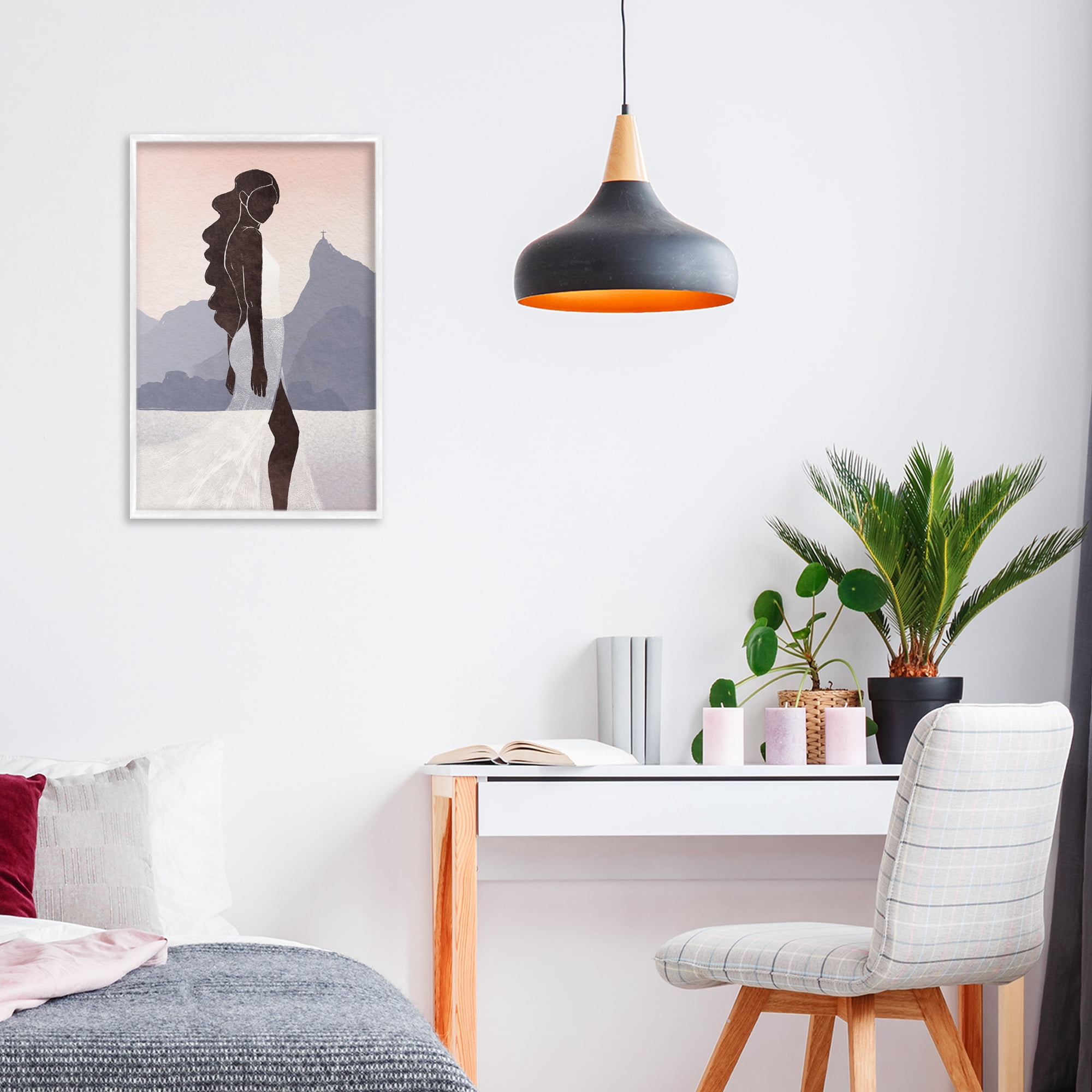 Stupell Industries Garota Silhouette Portrait White Framed Giclee Art, design by Yuyu Pont